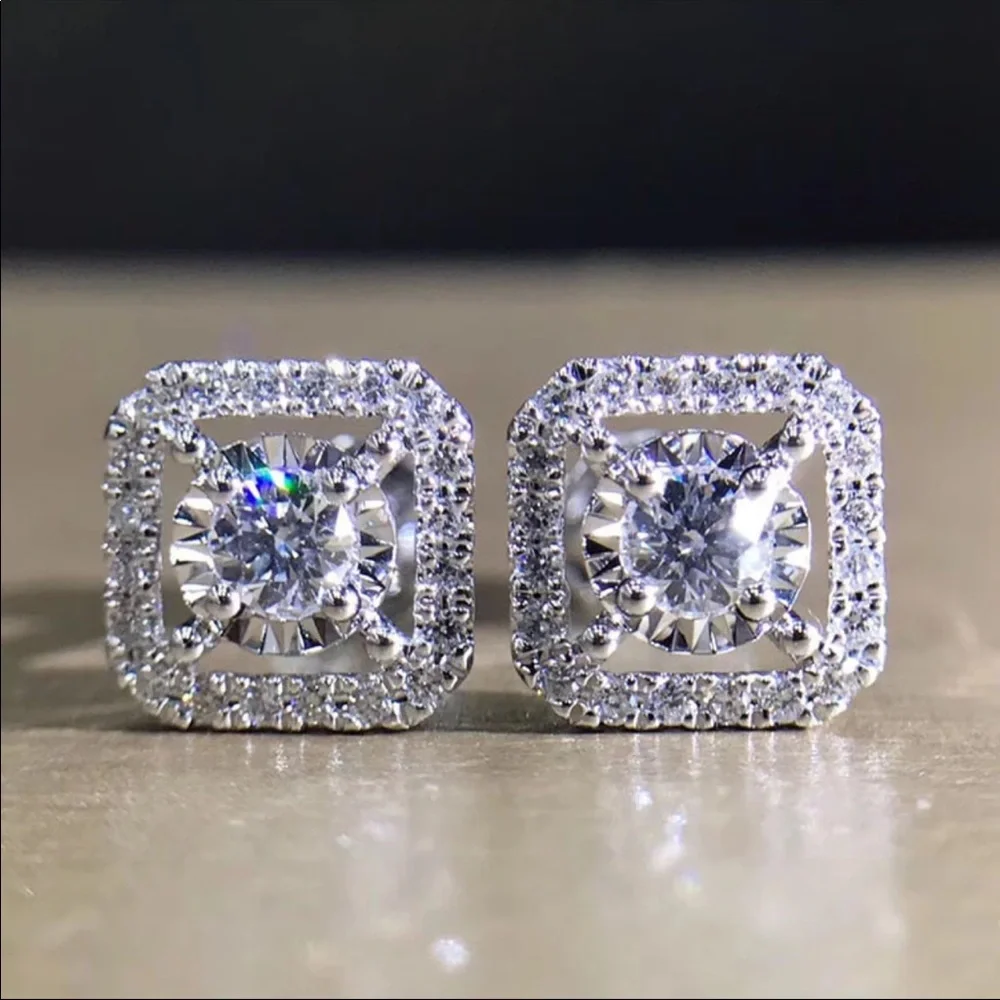 New Women’s Round Gems Diamond Earrings - Picture 8 of 10
